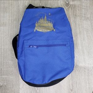 Walt Disney World Toppers Drawstring Bag Blue Canvas Mesh Insulated Base